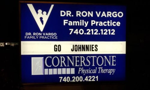 cornerstone sign lit up cornerstone sign lit up