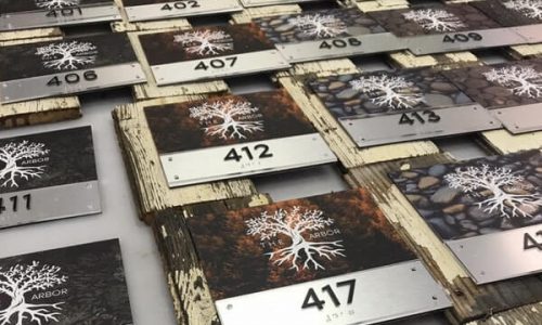 Custom Appartment Unit Identifying Signs Custom Barn Wood and Brushed Aluminum Room Signage