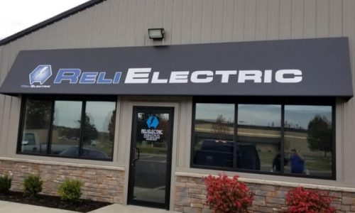 Business Awning With Print and Cut Vinyl Business Awning With Print and Cut Vinyl